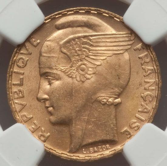 フランス 1935 100フラン 金貨 ウイングヘッド NGC MS64 人気コイン 