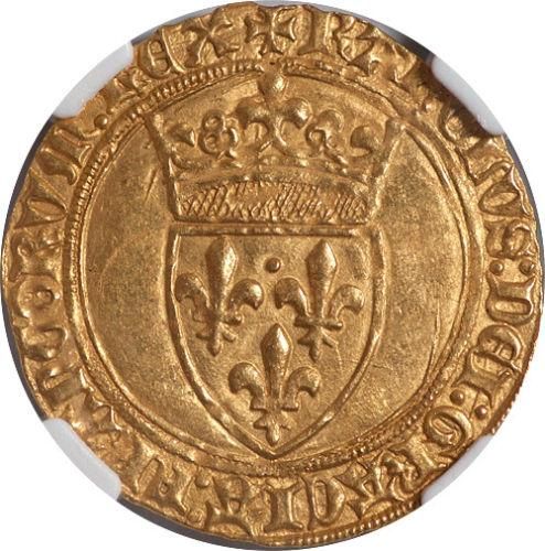 フランス 1380-1422 エキュドール シャルル6世 金貨 NGC MS63