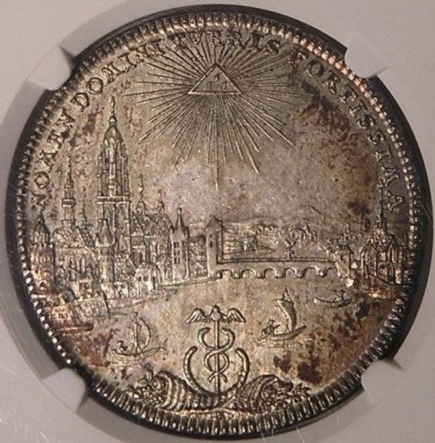 ドイツ フランクフルト 1772年 ターラー銀貨 NGC AU58 都市景観 フリー 