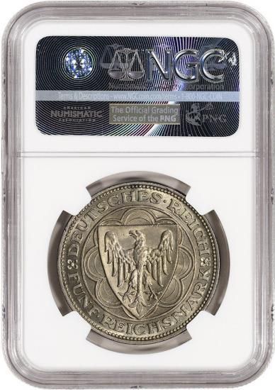 希少!! ドイツ ワイマール 1927 銀貨 5マルク 樫の木 NGC MS65