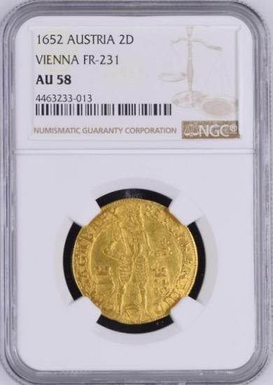 E-112　「アプリコット」指ぬき　赤　骨董　アンティーク オーストリア 1652年 2ダカット 金貨 フェルディナンド3世 NGC