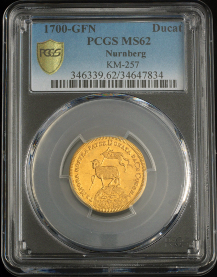 ドイツ ニュルンベルク 1700年 ラムダカット 1ダカット 金貨 PCGS MS62