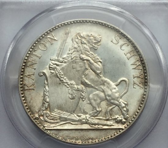 スイス 1867 シュヴィーツ 5フラン銀貨 射撃祭記念 PCGS MS65＋ -  【鑑定済アンティークコイン専門店】オンラインネットショップ通販店舗『アンティークコインワールド』へようこそ！