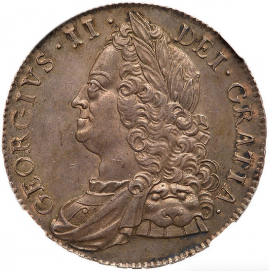 イギリス 1750 ジョージ2世 クラウン銀貨 NGC MS63 最高鑑定品 ...