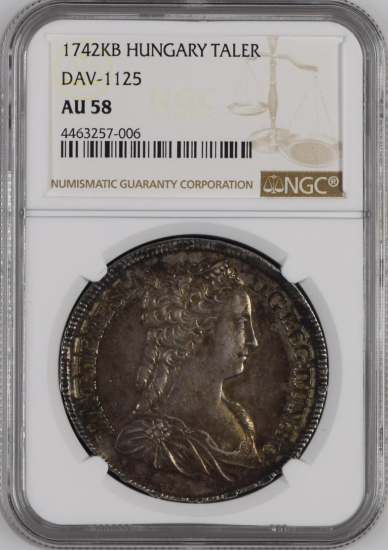 ハンガリー 1742KB マリア・テレジア ターラー銀貨 NGC AU58 ハンガリー 1742KB マリア・テレジア ターラー銀貨 NGC AU58