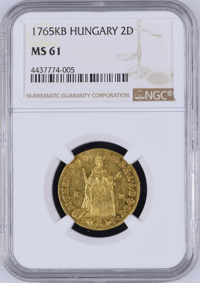 ハンガリー 1765KB マリア・テレジア 2ダカット金貨 NGC MS61 聖母子像 