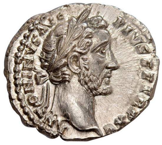 ローマ帝国 AD138-161 アントニヌス・ピウス デナリウス銀貨 NGC Ch MS