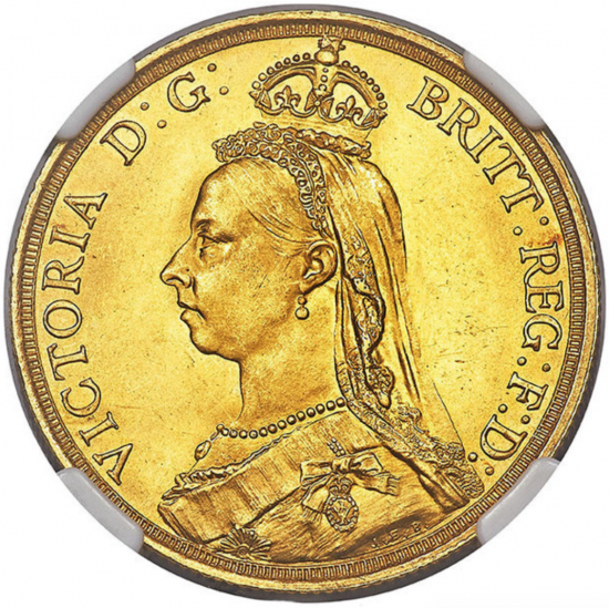 イギリス 1887 ビクトリア女王 2ポンド金貨 NGC MS64 - 【鑑定済 