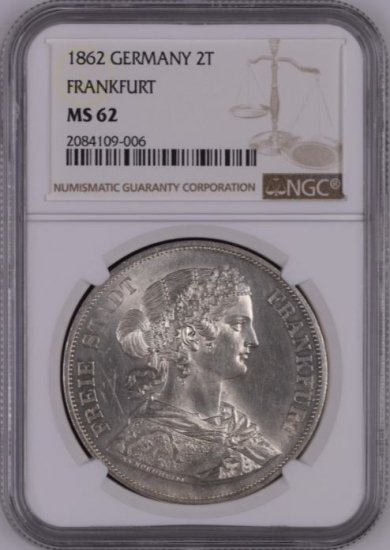 2ターラー銀貨 女神フランコニア 1862