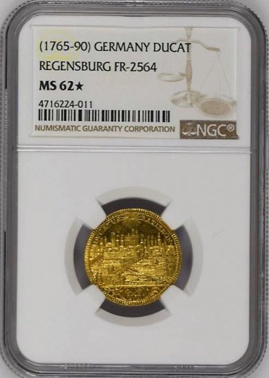 ドイツ レーゲンスブルク 1765-90 ヨーゼフ2世 ダカット 金貨 NGC MS62