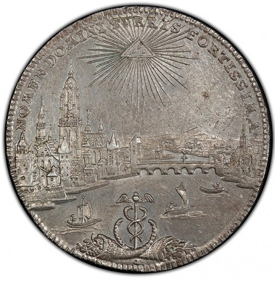 ドイツ フランクフルト 1772年 ターラー銀貨 PCGS MS62 都市景観 
