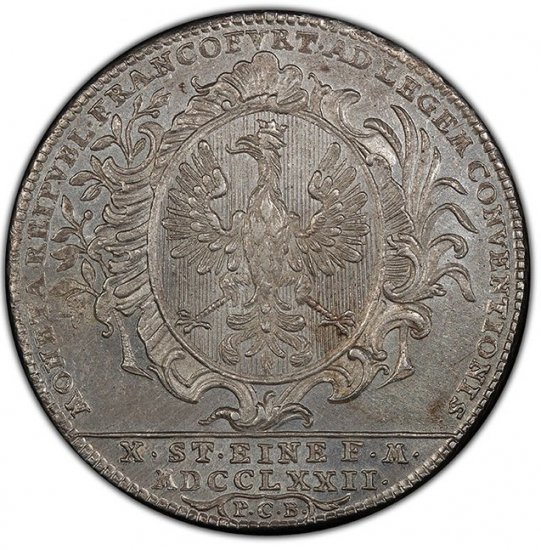 ドイツ フランクフルト 1772年 ターラー銀貨 PCGS MS62 都市景観 フリーメーソン! - 【鑑定済アンティークコイン 専門店】オンラインネットショップ通販店舗『アンティークコインワールド』へようこそ！