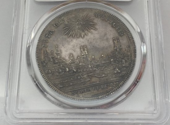 ドイツ ニュルンベルク 1745年 フランツ1世 ターラー 銀貨 PCGS AU58