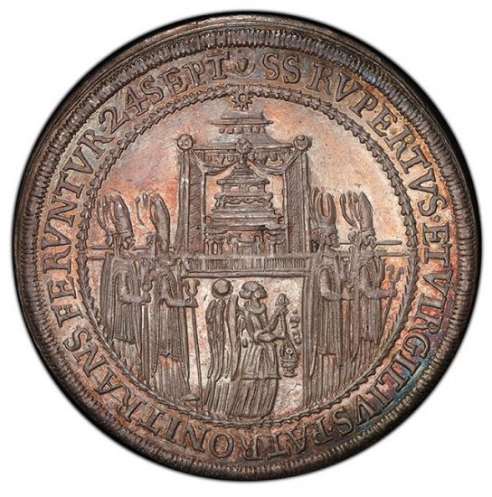 神聖ローマ帝国 オーストリア ザルツブルク 1628年 ターラー銀貨 大聖堂 献堂式 大司教 PCGS MS62 - 【鑑定済アンティークコイン 専門店】オンラインネットショップ通販店舗『アンティークコインワールド』へようこそ！