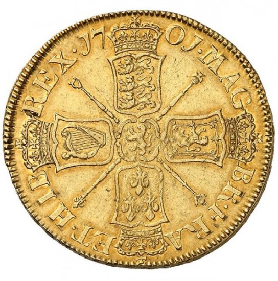 イギリス 1701 ウィリアム3世 5ギニー金貨 NGC AU58！ - 【鑑定済