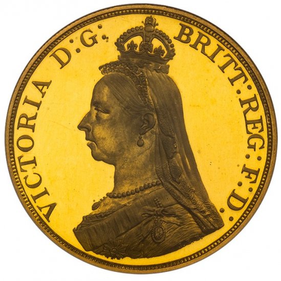 イギリス 1887 ビクトリア ジュビリーヘッド 5ポンド金貨 NGC PF64 