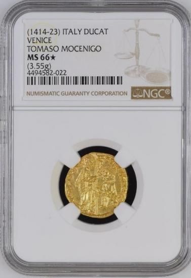 中世イタリア ベネチア 1414-1423 ダカット金貨 NGC MS66☆ 星付き