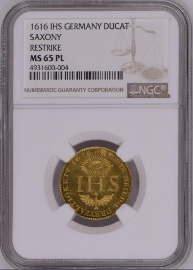 ドイツ ザクセン 1616年 ダカット 金貨 NGC MS65PL プルーフライク! フリーメーソン プロビデンスの目 リストライク 最高鑑定品! -  【鑑定済アンティークコイン専門店】オンラインネットショップ通販店舗『アンティークコインワールド』へようこそ！