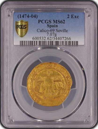 スペイン 1474-1504 フェルナンド2世 イサベル1世 2エクセレント金貨 PCGS MS62 - 【鑑定 済アンティークコイン専門店】オンラインネットショップ通販店舗『アンティークコインワールド』へようこそ！