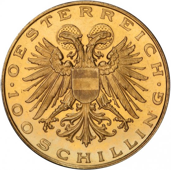 オーストリア 1936 マドンナ 100シリング金貨 PCGS PL65プルーフライク 