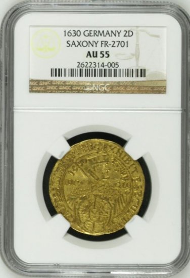 神聖ローマ帝国 ドイツ ザクセン 1630年 2ダカット 金貨 ヨハン