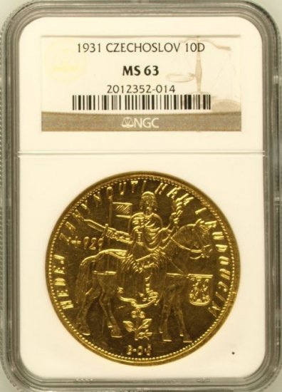 チェコスロバキア 1931 馬上の聖ヴァーツラフ 10ダカット 金貨 NGC 