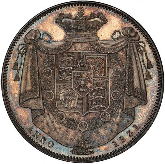 イギリス 1831 ウィリアム4世 クラウン銀貨 PCGS プルーフ64 発行枚数
