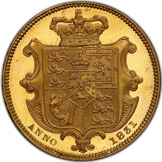 イギリス 1831 ウィリアム4世 ソブリン金貨 PCGS プルーフ63ディープ