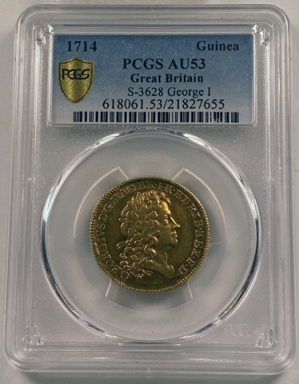 イギリス 1714 ジョージ1世 1ギニー金貨 PCGS AU53 - 【鑑定済アンティークコイン専門店】オンラインネットショップ通販店舗『 アンティークコインワールド』へようこそ！