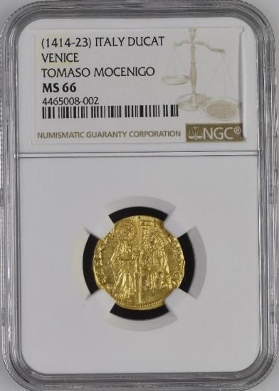 中世イタリア ベネチア 1414-1423 ダカット金貨 NGC MS66! ハイ