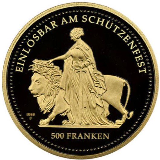 スイス 現代射撃祭 2002年 500フラン 金貨 ウナとライオン PF69UC 
