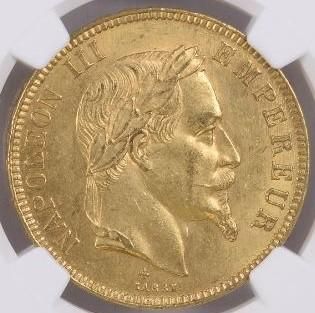 フランス 1869BB 100フラン ナポレオン 有冠 金貨 NGC MS62