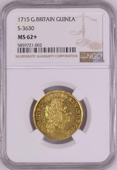 イギリス 1715 ジョージ1世 1ギニー金貨 NGC MS62+! 最高鑑定品! - 【鑑定済アンティークコイン 専門店】オンラインネットショップ通販店舗『アンティークコインワールド』へようこそ！