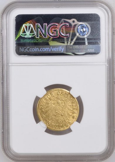 ドイツ領東アフリカ 1916T ウィルヘルム2世 15ルピー 金貨 NGC MS64