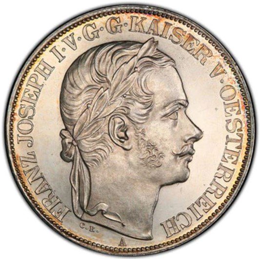 オーストリア 1857A 2ターラー ウィーン・トリエステ鉄道開通記念銀貨 PCGS MS62PL プルーフライク! - 【鑑定済アンティーク コイン専門店】オンラインネットショップ通販店舗『アンティークコインワールド』へようこそ！