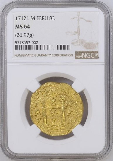 ペルー 1712 フェリペ5世 8エスクード 金貨 NGC MS64! -  【鑑定済アンティークコイン専門店】オンラインネットショップ通販店舗『アンティークコインワールド』へようこそ！