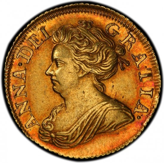 イギリス 1711 アン女王 1/2ギニー ハーフギニー 金貨 PCGS AU58! 最高
