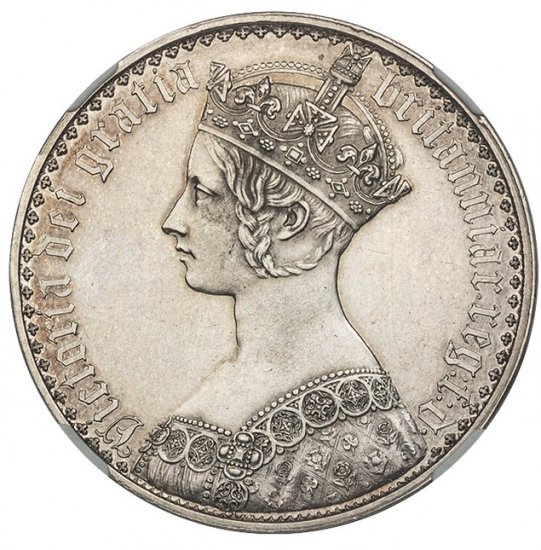 イギリス 1847 ビクトリア ゴシッククラウン 銀貨 プレーンエッジ 