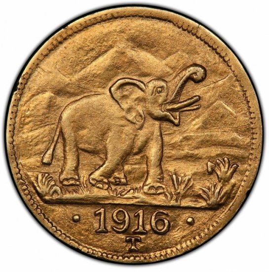 ドイツ領東アフリカ 1911年 明治44年 10ヘラー 穴アキ白銅貨 841724 