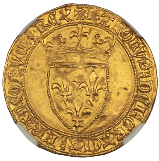 フランス、シャルル7世、冠のブラン ルアン市発行 1436-1461年 X29 ...