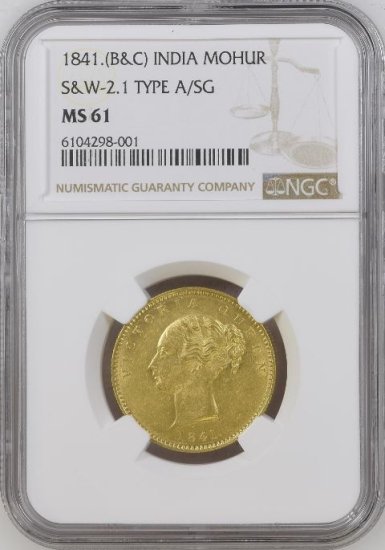 インド 英領インド 東インド会社 1841年 ビクトリア モハール金貨 NGC MS61 『フォックスフェイス』! - 【鑑定済アンティークコイン 専門店】オンラインネットショップ通販店舗『アンティークコインワールド』へようこそ！