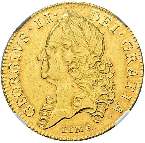 イギリス 1746 ジョージ2世 5ギニー金貨 LIMA リマ！ NGC AU53