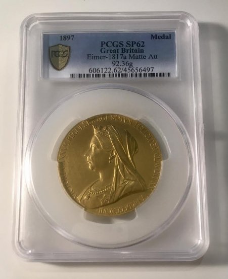 イギリス 1897 ビクトリア 即位60周年記念メダル PCGS SP62! - 【鑑定