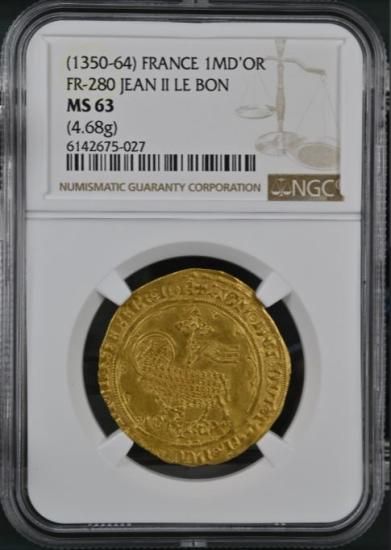 ブランド購入サイト フランス 1350-64 ジャン2世 ムートンドール 金貨 黄金の羊 NGC コレクション