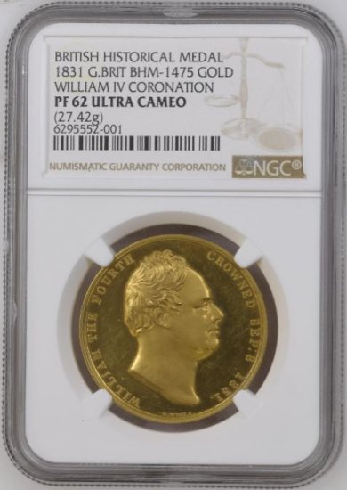 イギリス 1831 ウィリアム4世 戴冠記念メダル NGC プルーフ62ウルトラ