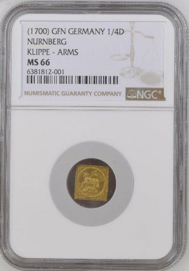 ドイツ ニュルンベルク 1700年 ラムダカット 1/4ダカット 金貨 NGC 