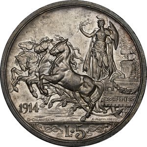 イタリア 1914R ヴィットリオ・エマヌエレ3世 5リレ銀貨 NGC MS63! -  【鑑定済アンティークコイン専門店】オンラインネットショップ通販店舗『アンティークコインワールド』へようこそ！