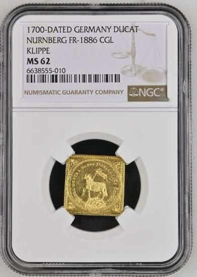 ドイツ ニュルンベルク 1700年 ラムダカット 1ダカット 金貨 NGC