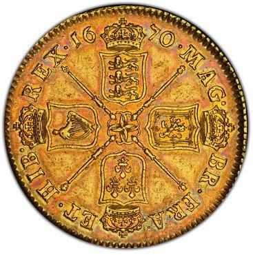 イギリス 1670 チャールズ2世 5ギニー金貨 PCGS AU50 - 【鑑定済