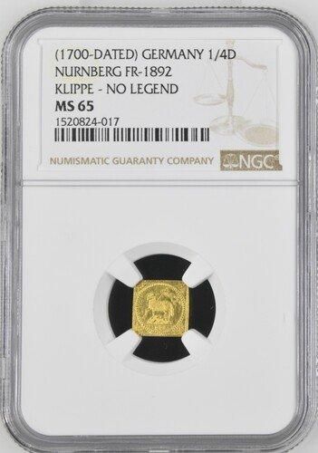 ドイツ ニュルンベルク 1700年 ラムダカット 1/4ダカット 金貨
